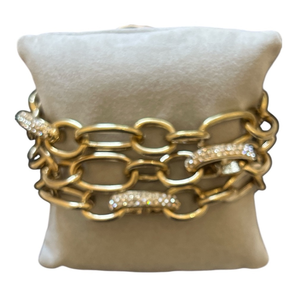 Vintage Gold & Rhinestone Chain Bracelet - Picture 3 of 6